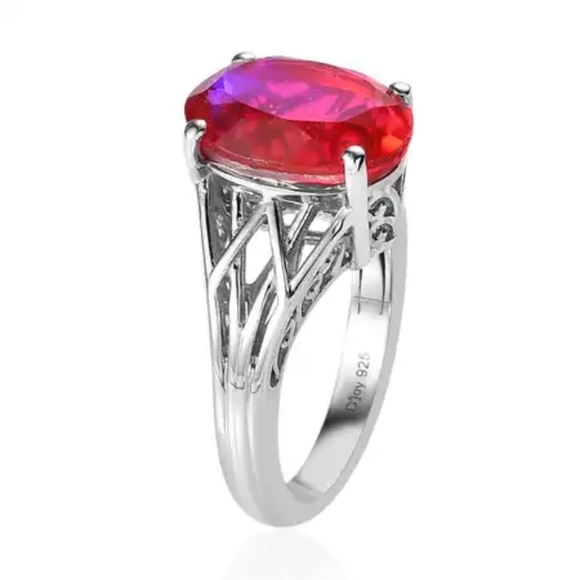 Rare Volcanic Quartz  Ring in Platinum Over Sterling Silver 6.40 ctw - Picture 6 of 10